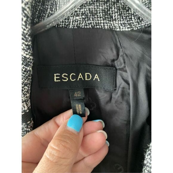 ESCADA Wool blend  Blazer Womens Shoulder Pads Tailored Jacket Office Classic si - Picture 8 of 11